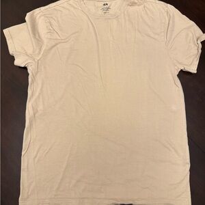 H&M Men's Beige Short Sleeve Tee